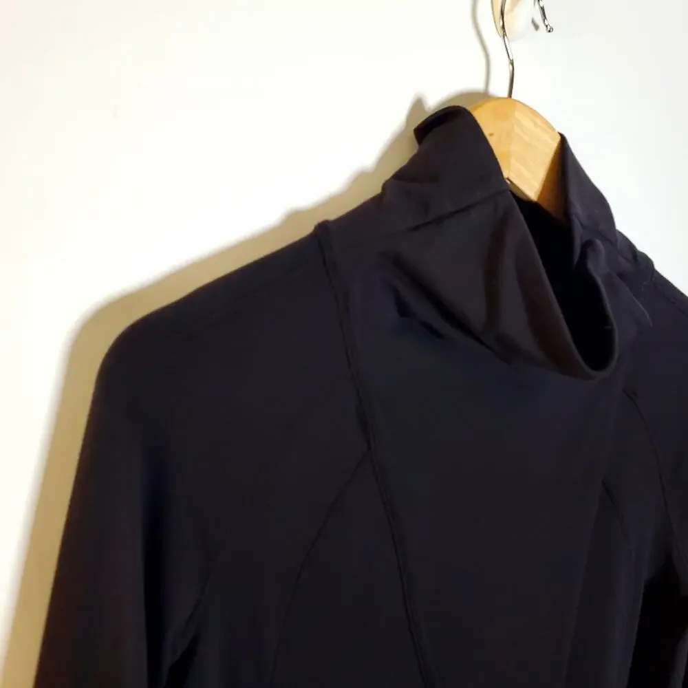 Lululemon Rulu Rally Wrap Women 6 Black Snap Neck Open Cardigan Cozy Stretch